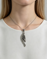Collier pendentif ailes d'ange en diamant avec chaîne en titane style bambou pour homme et femme, cadeau rétro