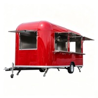 Remorque alimentaire mobile rouge, chariot de concession commercial entièrement équipé en acier inoxydable, remorque de vente pour snacks, bonbons et chips