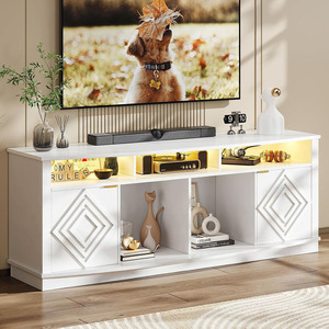 Meuble <span class=keywords><strong>TV</strong></span> LED moderne Centre de divertissement <span class=keywords><strong>TV</strong></span> 80 pouces avec prises de courant Console de stockage multimédia de jeu pour salon chambre à coucher - Product Image 2