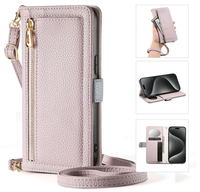 Étui en cuir avec cordon et fermeture éclair pour Samsung Galaxy S25 Ultra S24 Plus S23 FE A16 A26 A36 A56 5G, bandoulière, housse pour femme