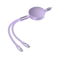 Câble rétractable 2-en-1 Type-C en TPE, 1m, 100W, charge rapide PD, moulage privé, double tête pour CarPlay/usage automobile et transfert de données