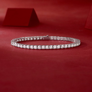 Pulsera de tenis de <span class=keywords><strong>plata</strong></span> de ley S925 de alta calidad con diamantes y moissanita de corte redondo <span class=keywords><strong>para</strong></span> mujer y <span class=keywords><strong>hombre</strong></span>, regalo de cumpleaños - Product Image 2