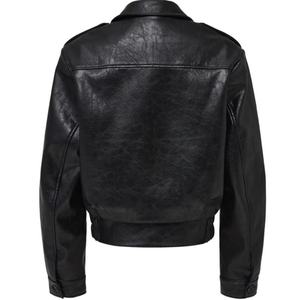 Veste de motard en cuir PU sur mesure, style rue, fermeture éclair, pour hommes, avec décoration boutonnée, service OEM disponible - Product Image 2