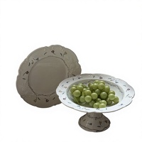 Assiette de service à dessert en céramique blanche à motif floral rétro français pour fête du thé, table de mariage