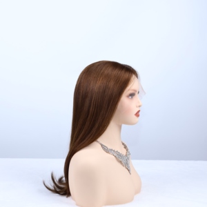 Perruque Lace Front Lisse Marron en Cheveux Humains, Aspect Naturel, Ligne de Cheveux Pré-Pluckée, Vente en Gros - Product Image 3