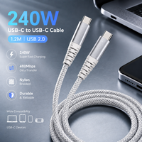 Nouveau câble USB-C vers USB-C 2026, charge rapide PD 240W, 48V 5A, USB 2.0, câble de données et de charge tressé en nylon Type C, OEM ODM