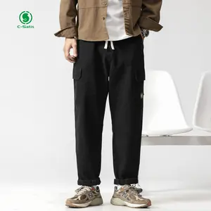 Men's Fashionable Cargo Pants Custom Slim Fit Solid Colors Highlight Luxury Mid Waist Casual Style Cotton Fabric Pockets