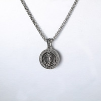 Colliers pendentifs en acier inoxydable de style hip-hop, viking, vintage, punk, boussole, ancre, navigation, bijoux de mode pour hommes et femmes, vente en gros