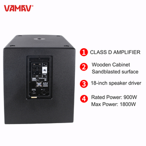 VAMAV Pro Audio TERRA18 900W RMS Caisson de basses actif en bois de 18 pouces CLASS D Système de sonorisation pour grands événements - Product Image 5