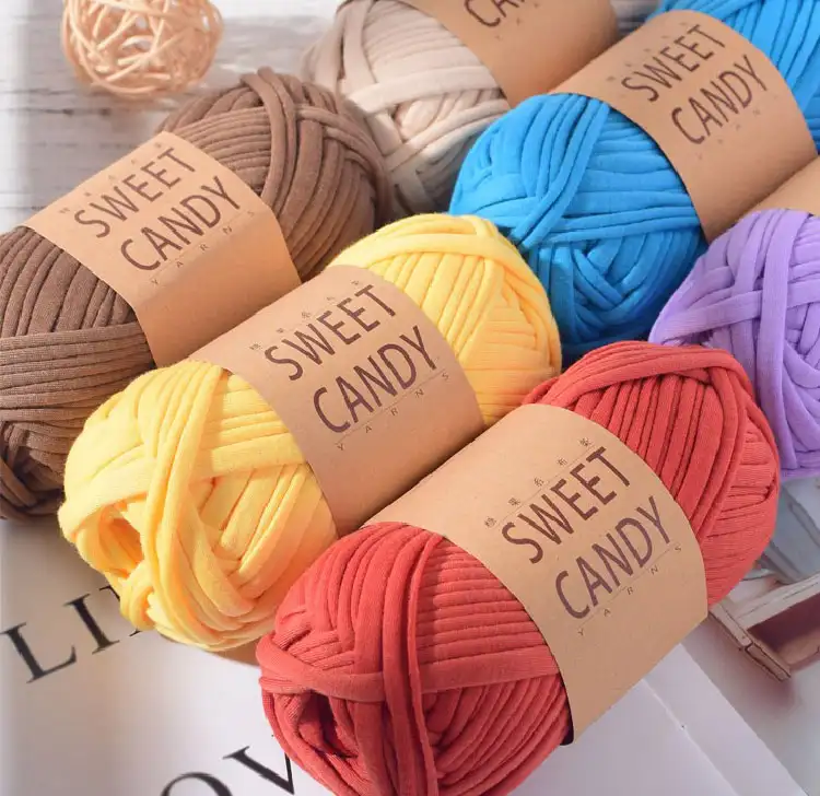 Diy handmade bag basket polyester yarn knitting crochet tshirt yarn t shirt yarn