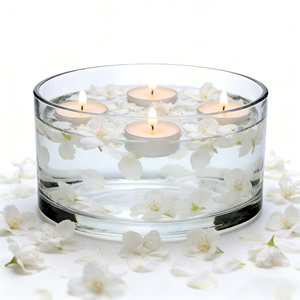 Bol à bougie flottante cylindrique en <span class=keywords><strong>verre</strong></span> <span class=keywords><strong>transparent</strong></span> de 15 cm, non artisanal, large et peu profond, pour bougies chauffe-plat, pétales de rose, décoration intérieure - Product Image 3