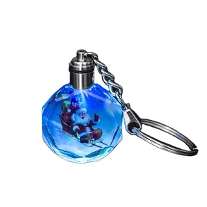 Wholesale Clear K9 Crystal Glass LED Keychain Custom 3D Laser Engraved for Souvenir Cheap Customizable Keychain