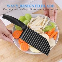 Duurzame kunststof handgreep roestvrijstalen gegolfde mes snelle handmatige snijder voor aardappelen, groenten, fruit, crinkle cutter tool
