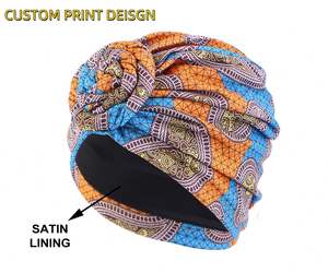 Customize Design Fashion Design Double Layer Solid Color <b>Chemo</b> Head Wear <b>Women</b> Top Knot Twisted Turban <b>Hat</b> With Satin Lining - Product Image 1