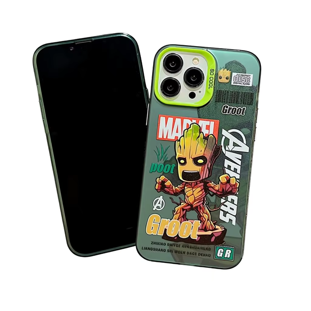 Captain Marvel Comics Cartoon Design Electroplate PC/Acrylic Waterproof Shockproof Wireless Charging Mobile Phone 17 Promax Case