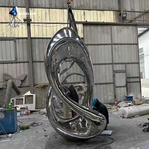 Escultura Irregular personalizada-Escultura <span class=keywords><strong>de</strong></span> piscina <span class=keywords><strong>de</strong></span> acero inoxidable con espejo con anillos entrelazados (característica <span class=keywords><strong>de</strong></span> agua urbana moderna) - Product Image 4