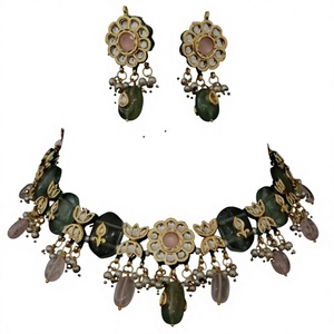 Conjunto de Gargantilla y Aretes de Moissanita Chapada en Oro de Primera Calidad, Colección de Lujo para Bodas, para Mujeres y Niñas - Product Image 2