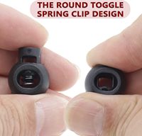 En gros, Bloque-cordon à ressort réglable en plastique noir, à boule ronde, à trou unique de 10 mm