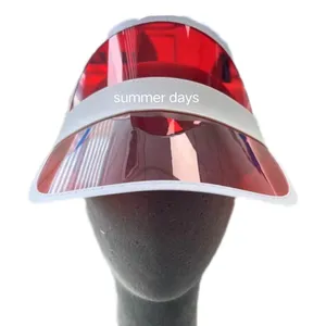 Custom trendy girl Ultralight Sunscreen Caps ,Transparent PVC Brim Sun Visor Cap, Clear Unbreakable Beach Visor Hats