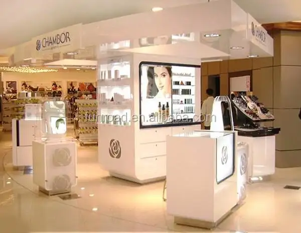 Modernes Einkaufszentrum Aromatherapie-Möbel Einzelhandel Aroma-Anzeige Kiosk individuelle LED-Lichter hölzernes Parfüm-Kiosk-Design