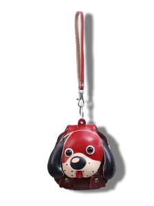 Porte-monnaie zippé en cuir pleine fleur fait main avec motif Shiba 3D et cordon, pour pièces <span class=keywords><strong>de</strong></span> monnaie et petits essentiels, par Weilei - Product Image 2