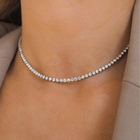 Bracelet/Collier de Tennis de Luxe Tempusort, Bijoux à la Mode, Acier Inoxydable, Chaîne de Collier en Zircon de 2 mm pour Femmes