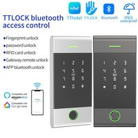 Lecteur de cartes de contrôle d'accès WIFI TTLock, serrure de porte RFID, télécommande, contrôle d'accès par application mobile, pointage des heures, pour porte en verre
