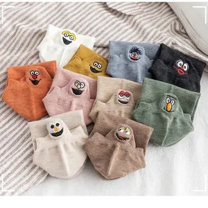 Hf Phụ Nữ Vui Ấm Cúng Sesame Đường Phố Thêu Cotton Phụ Nữ Phụ Nữ Ngắn Mắt Cá Chân Vớ