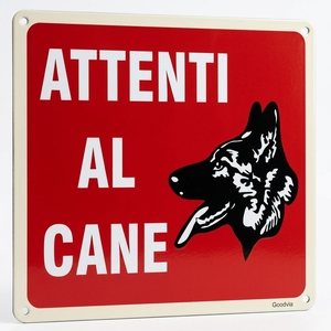 Cartello in Alluminio '<span class=keywords><strong>Attenzione</strong></span> Cane' - Segnale Riflettente di Avvertimento per Cani 20x30cm, Impermeabile e Resistente ai Raggi UV per Uso Esterno - Product Image 1
