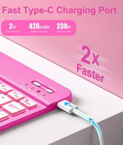 키보드가있는 <span class=keywords><strong>iPad</strong></span>용 Laudtec 11 번째 케이스 7 색 백라이트 무선 분리형 Folio 키보드 커버 (연필 홀더 포함) - Product Image 3