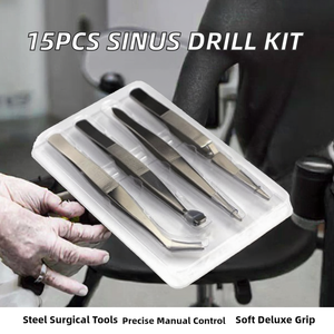 Kit d'outils dentaires manuels en acier inoxydable 5 pièces DENTRIC IMPLANTS avec poignée ergonomique, gratte-tartre, détartreur, miroir buccal, chirurgical - Product Image 2