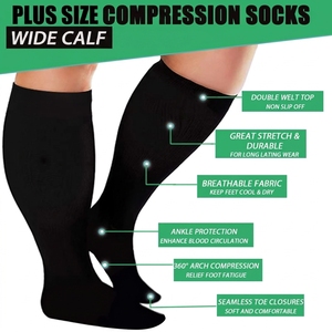 Chaussettes de compression <span class=keywords><strong>anti</strong></span>-<span class=keywords><strong>fatigue</strong></span> grande taille, mollet extra large 7XL, unisexe, pour soulager l'œdème et les gonflements, bas de contention jusqu'au genou, fournisseur - Product Image 6