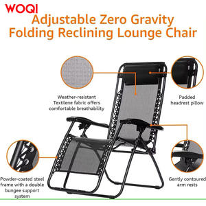 Silla Plegable Woqi Negra de Aluminio para Jardín Exterior con Ajuste de Almohada - Product Image 5