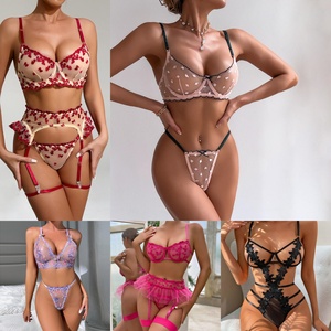 Venta Directa de Fábrica, Conjunto de Lencería Femenina de Talla Grande, Conjunto de Sujetador y Braguita de Encaje Sexy para <span class=keywords><strong>Mujer</strong></span> - Product Image 2