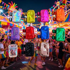 Sac de Cuisse Holographique de 8 Pouces pour Carnaval, Étanche et Brillant, avec Sangle Élastique Réglable, à partir de 10 Pièces - Product Image 1