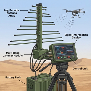 เสาอากาศยากิแบบพกพา Tai Tong KN-KD3000 LPDA 100-600MHz GSM ป้องกัน UAV กำลังขยาย 5dBi ขั้วต่อแบบ 2*n ตัวเมีย KN-KD3000 100-600MHz Po - Product Image 2