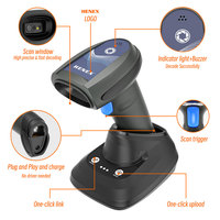 Lecteur de codes-barres 2D sans fil HENEX HC-5208RC USB, support mains libres pour codes QR, garantie 3 ans, en stock pour la vente au détail
