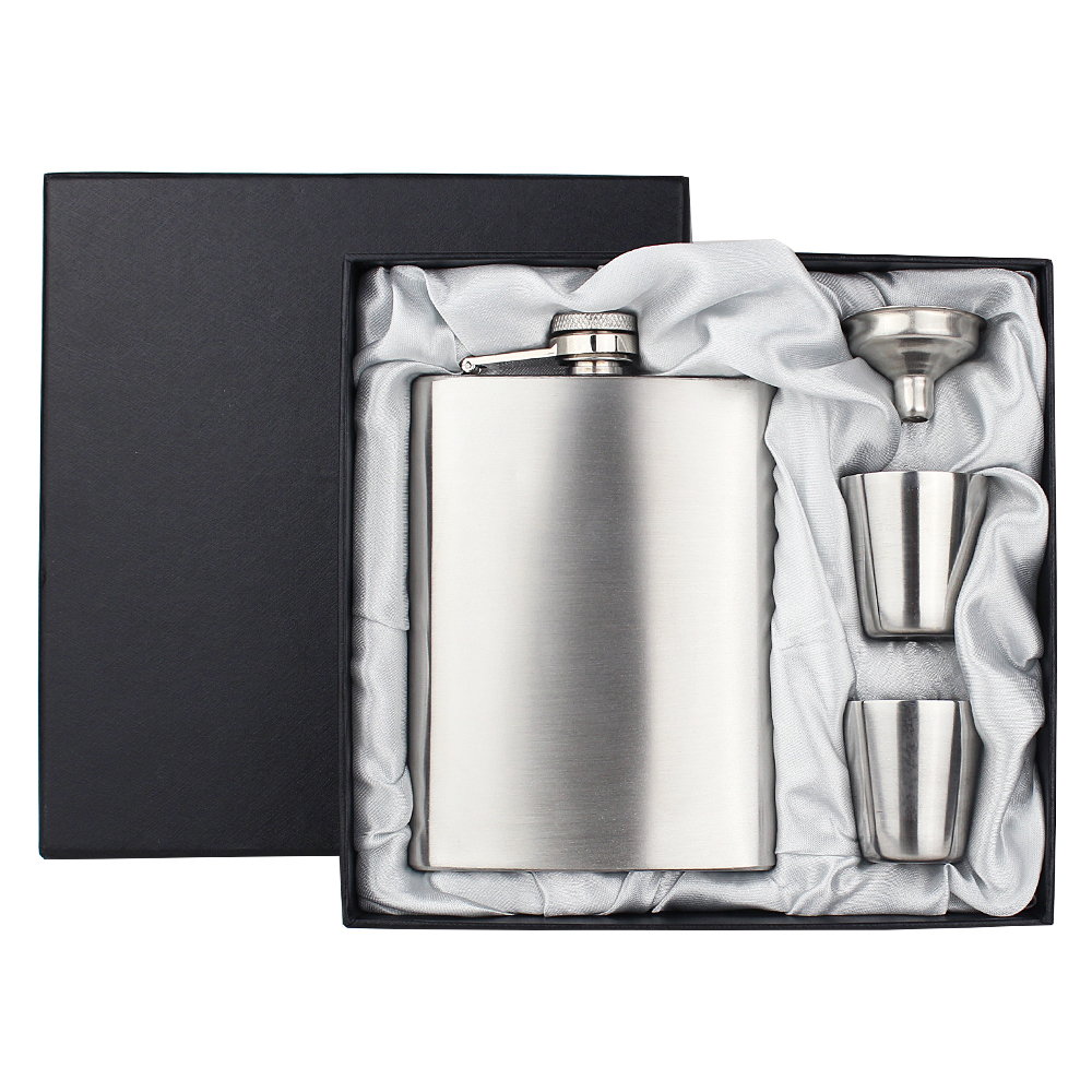 Hip Flask Set With Silk Lining Box-Stainless Steel Hip Flask