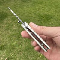 Couteau de poche Damas fait main, manche unique en os de vache, couteau EDC professionnel à roulement à billes pour collection ou cadeau