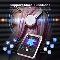 Lecteur MP3 avec écran tactile TFT complet de 2,4 pouces, rose, portable, haut-parleur intégré, port Type-C, vidéo et e-book, fabrication OEM