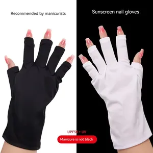 ถุงมือกันรังสียูวีสำหรับทำเล็บแบบขายส่ง สีดำ ปลายนิ้วเปิดครึ่งเดียว สำหรับทำโฟโตเทอราปี แบบสั้น - Product Image 1