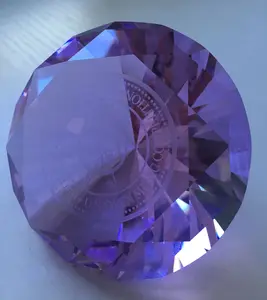 Glass Paperweights Manufacturers Purple Crystal Glass Paperweight Diamond Shaped Gem MH-9435