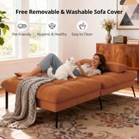 Sofá Cama Convertible de Tela con Respaldo Ajustable, Sofá de Dos Plazas Reclinable, Muebles de Sala de Estar, Juego de Futón