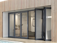 Nuevo diseño automático de levitación magnética plegable puerta del hogar de doble vidrio Interior de aluminio puerta corredera