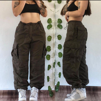 Pantalon cargo personnalisé pour femme, coupe ample et oversize, vierge, avec cordon de serrage, taille haute