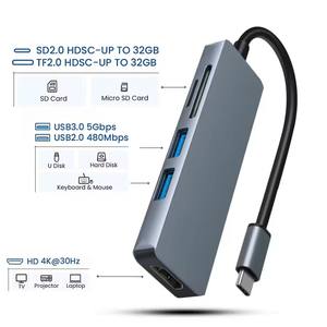 Alta calidad 5 en 1 Tipo-C Hub 4K HDTV USB3.0 SD TF PD Adaptador de carga Multiport <span class=keywords><strong>Dock</strong></span> <span class=keywords><strong>Station</strong></span> para <span class=keywords><strong>Macbook</strong></span> <span class=keywords><strong>Pro</strong></span> en stock - Product Image 6