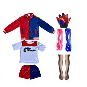 Set Giacca, Camicia, Pantaloni e Guanti Stampati Rosso e Blu per Bambine, Costume di Halloween per Ragazze - Product Image 3
