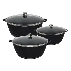 New Arrival Enamel Cast Aluminum Cookware Set For Kitchen Ware Cooking Pot With Soup Pot Set