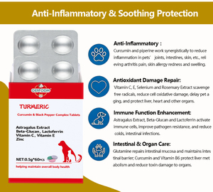Vente chaude Chiens Chats Curcuma Curcumine avec poivre noir Comprimés complexes pour le soutien des articulations des animaux de compagnie et la santé antioxydante - Product Image 4