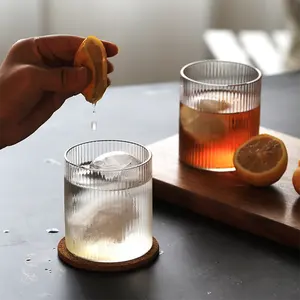 UCHOME-taza acanalada de estilo japonés, a rayas verticales, resistente al calor, vaso de cristal para el desayuno, whisky